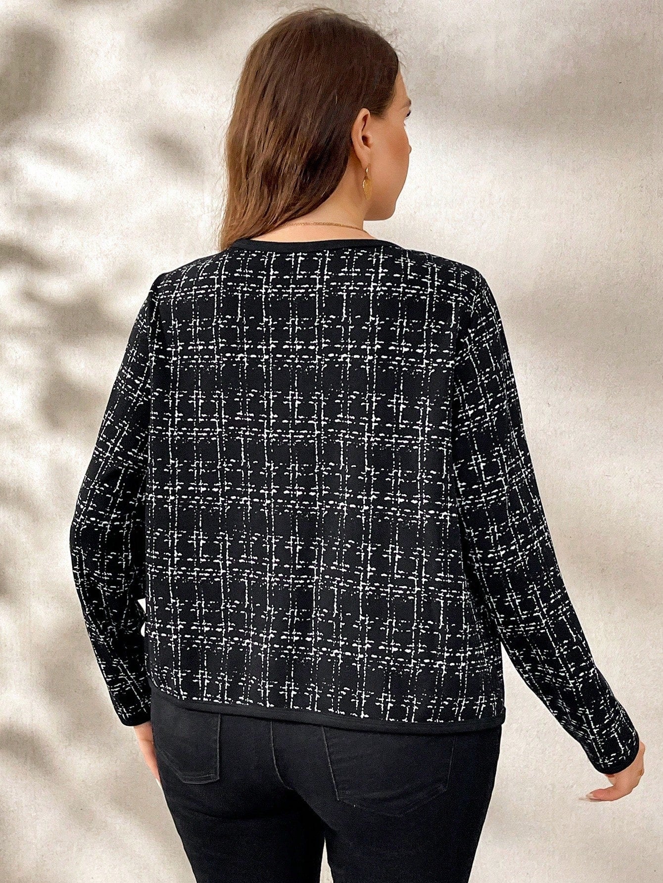 Casaco Feminino Plus Size Xadrez