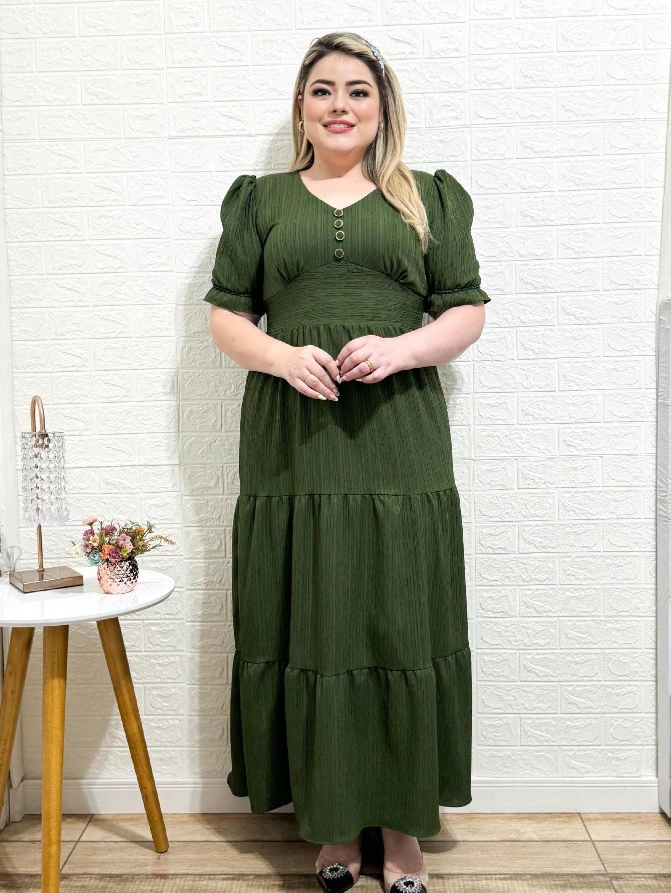 Vestido Plus Size Longo Liso - Entrega Rápida