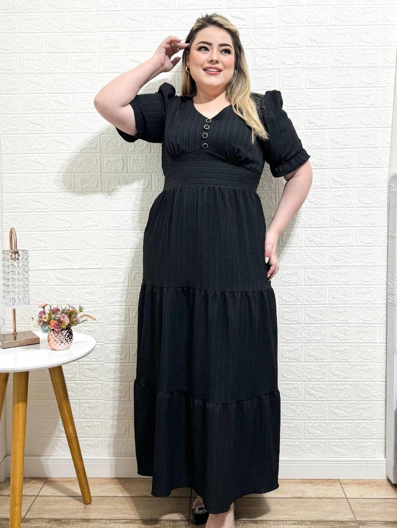 Vestido Plus Size Longo Liso - Entrega Rápida