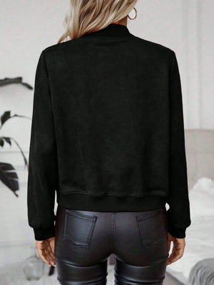 Jaqueta Bomber Feminina com Zíper Curta com Bolsos