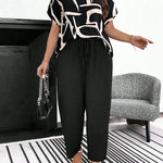 Conjunto Feminino Plus Size Manga Curta Calça Soltinha