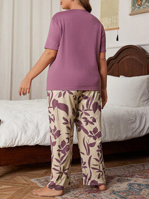 Pijama Longo Feminino Plus Size Estampa Floral