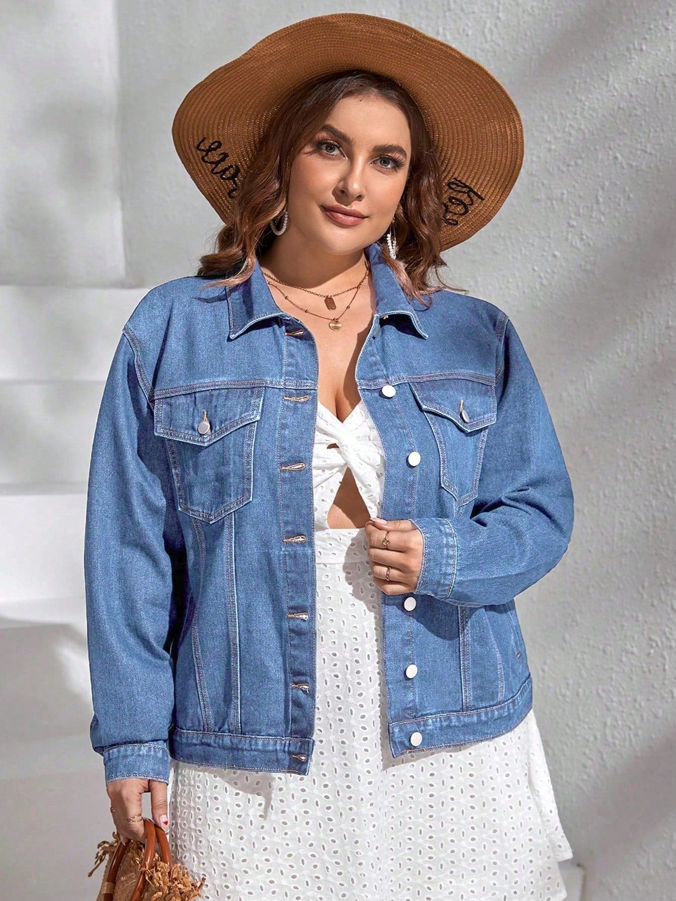 Jaqueta Jeans Feminina Plus Size