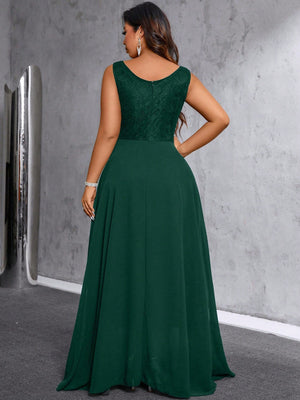 Vestido Longo Plus Size Festa Elegante Decote V