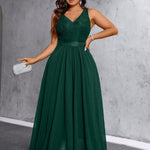Vestido Longo Plus Size Festa Elegante Decote V