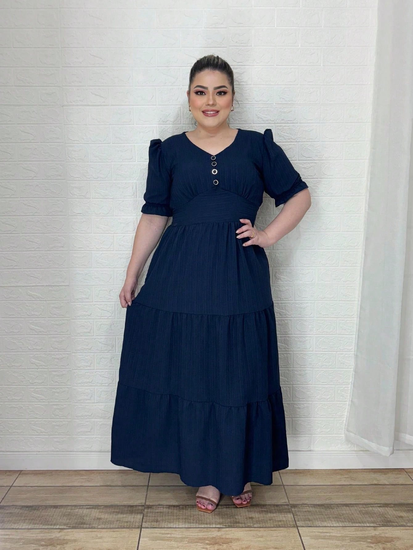 Vestido Plus Size Longo Liso - Entrega Rápida