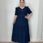 Vestido Plus Size Longo Liso - Entrega Rápida
