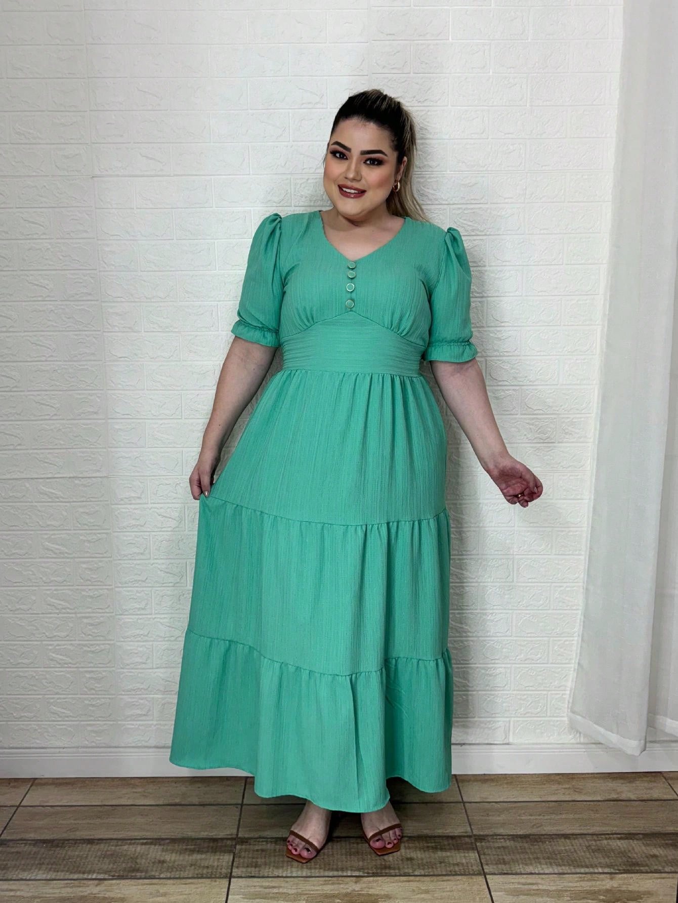 Vestido Plus Size Longo Liso - Entrega Rápida