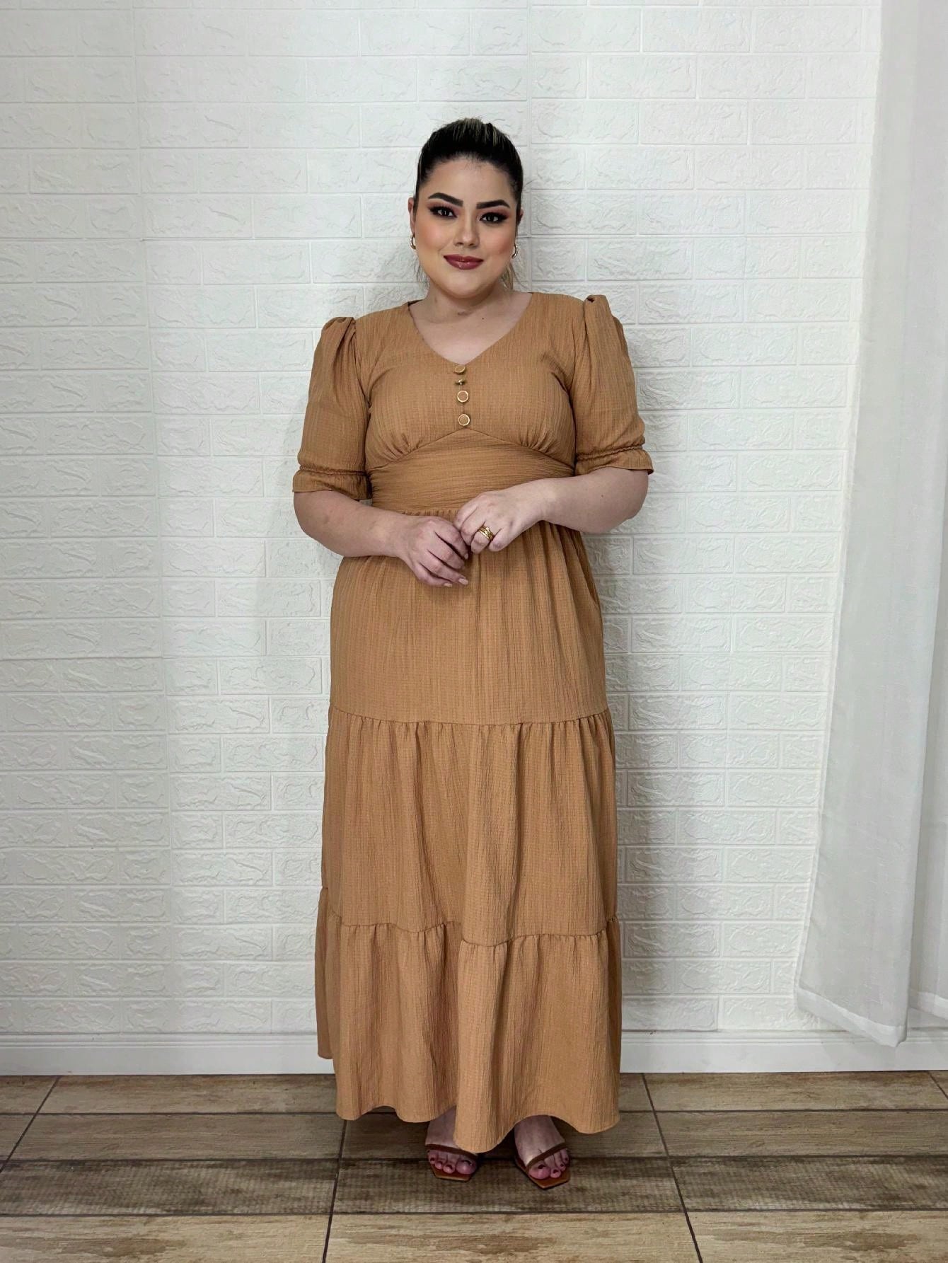 Vestido Plus Size Longo Liso - Entrega Rápida