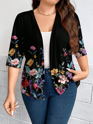 Casaco Leve de Malha Feminino Plus Size Meia Manga