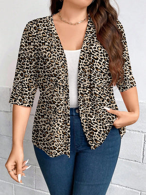 Casaco Leve de Malha Feminino Plus Size Meia Manga