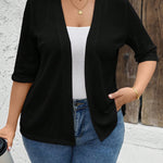 Casaco de Malha Feminino Meia Manga Plus Size