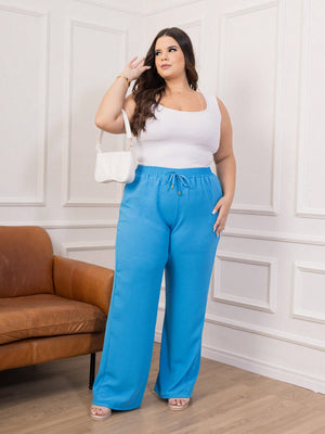 Calça Pantalona Feminina Plus Size Elegante Confortavael Costura Reforçada