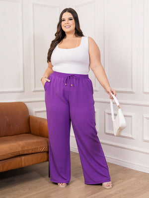 Calça Pantalona Feminina Plus Size Elegante Confortavael Costura Reforçada