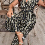 Macacão Feminino Plus Size Decote V Manga com Babado