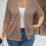 Casaco de Malha Feminino Meia Manga Plus Size
