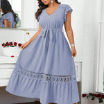 Vestido Longo Plus Size Soltinho com Babados