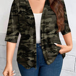 Casaco Leve de Malha Feminino Plus Size Meia Manga