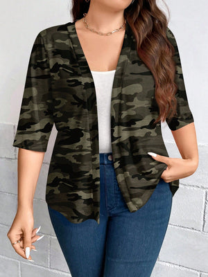 Casaco Leve de Malha Feminino Plus Size Meia Manga