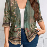 Casaco Leve de Malha Feminino Plus Size Meia Manga