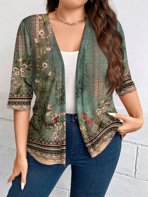 Casaco Leve de Malha Feminino Plus Size Meia Manga
