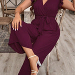 Macacão Feminino Plus Size Decote V Manga com Babado