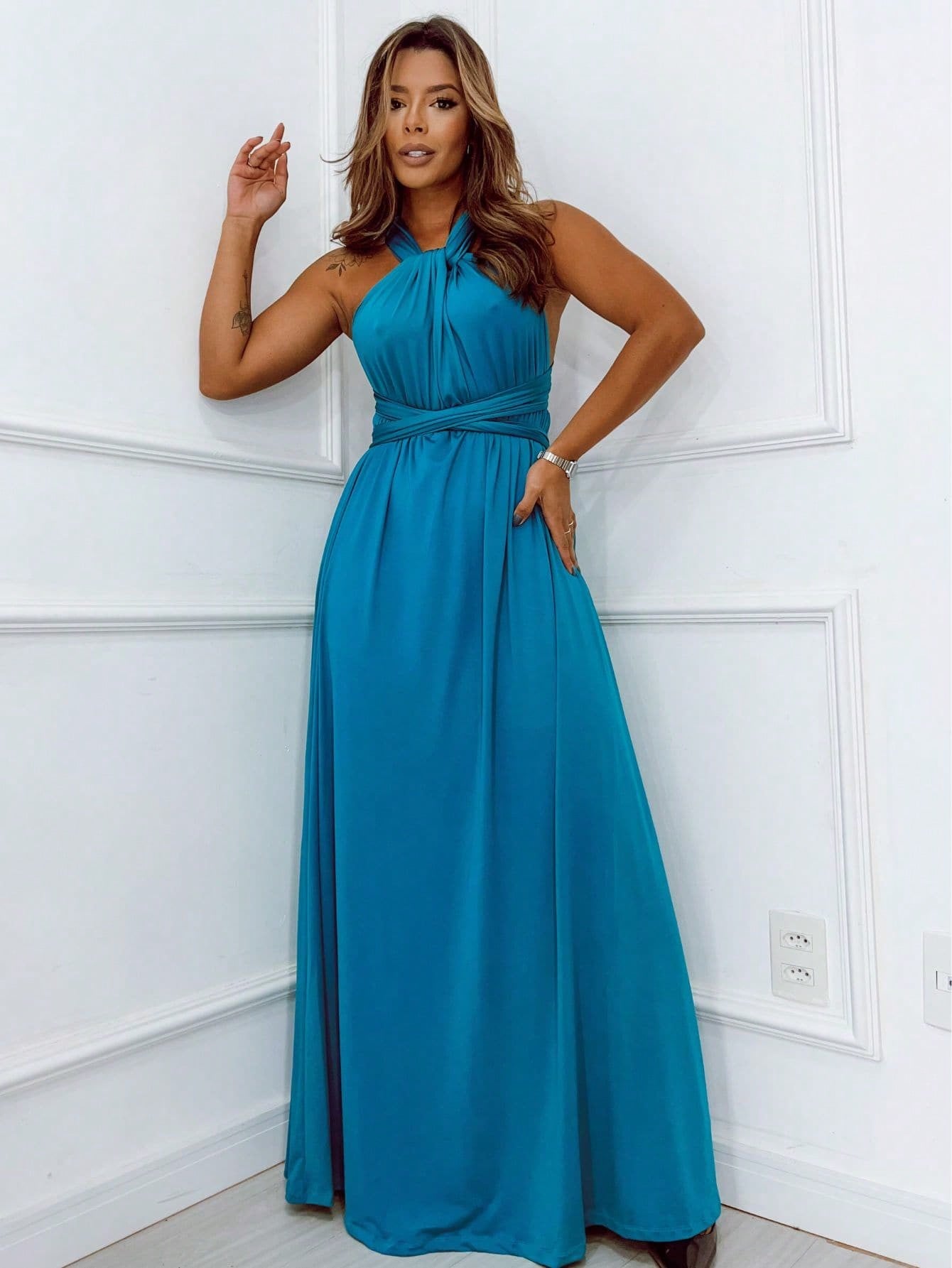 Vestido Longo Multiformas Festa + Clutch de Brinde