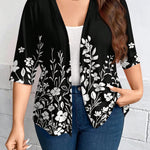 Casaco Leve de Malha Feminino Plus Size Meia Manga