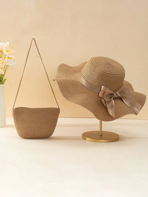Conjunto de Chapéu de Praia e Bolsa Transversal