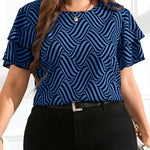 Blusa Feminina Plus Size Gola Redonda Manga em Camadas