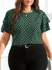 Blusa Feminina Plus Size Gola Redonda Manga em Camadas