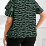 Blusa Feminina Plus Size Gola Redonda Manga em Camadas