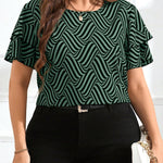 Blusa Feminina Plus Size Gola Redonda Manga em Camadas
