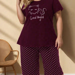 Pijama Feminino Plus Size Capri e Blusa Gatinho