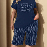 Pijama Feminino Plus Size Capri e Blusa Gatinho