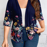 Casaco Leve de Malha Feminino Plus Size Meia Manga