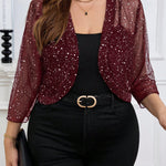 Casaco Meia Manga Tule com Brilho Feminino Plus Size