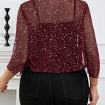 Casaco Meia Manga Tule com Brilho Feminino Plus Size