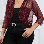 Casaco Meia Manga Tule com Brilho Feminino Plus Size