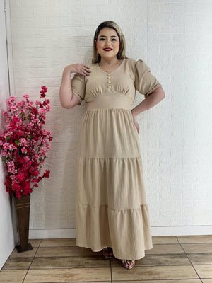 Vestido Plus Size Longo Liso - Entrega Rápida