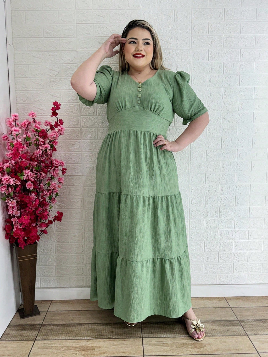 Vestido Plus Size Longo Liso - Entrega Rápida