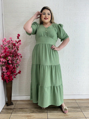 Vestido Plus Size Longo Liso - Entrega Rápida