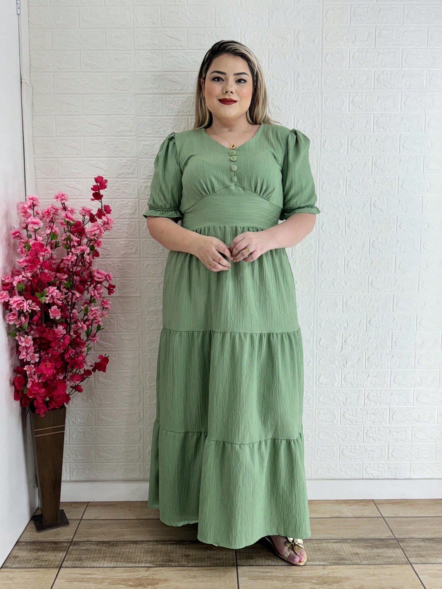 Vestido Plus Size Longo Liso - Entrega Rápida
