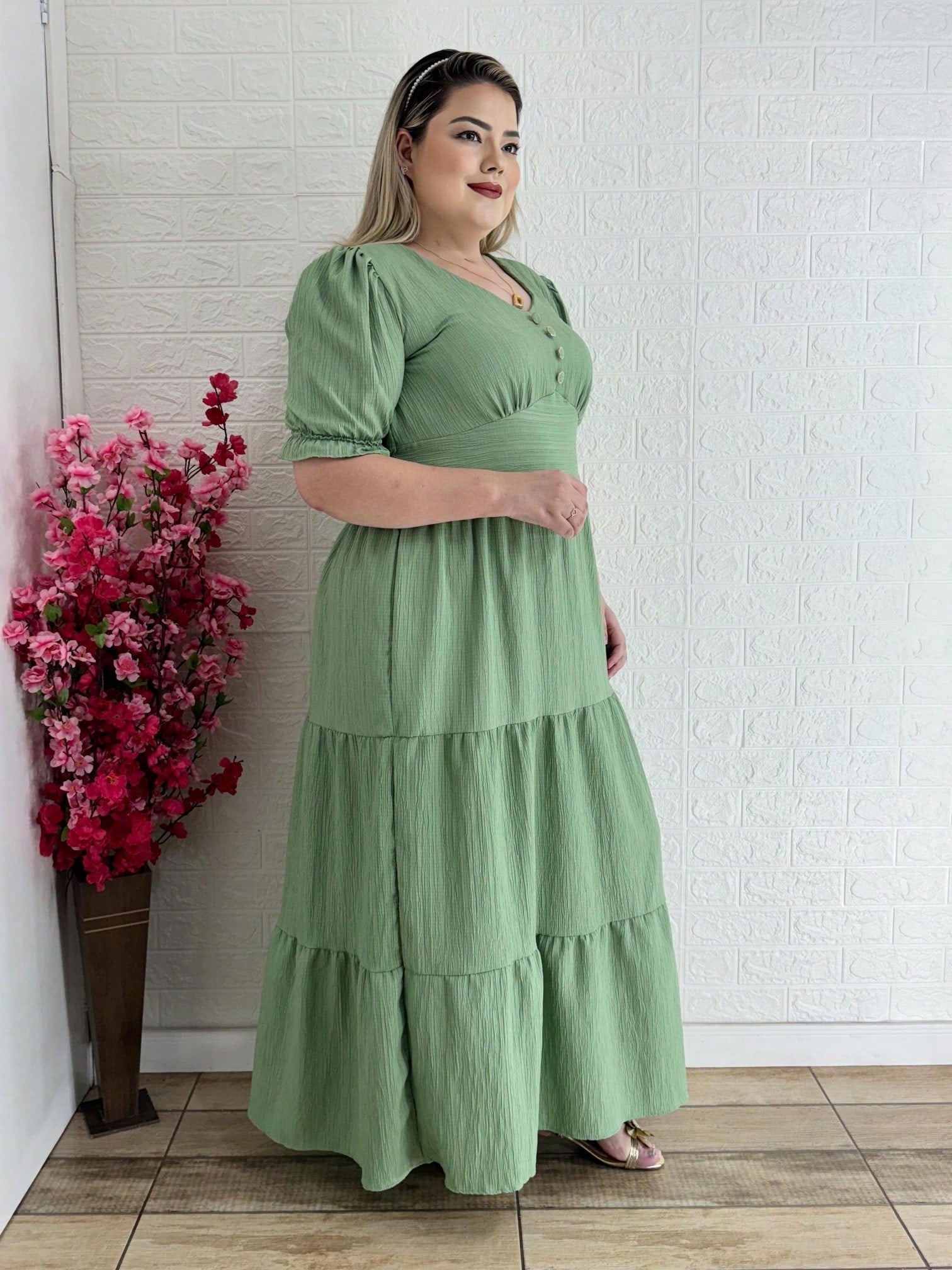 Vestido Plus Size Longo Liso - Entrega Rápida