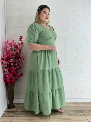 Vestido Plus Size Longo Liso - Entrega Rápida