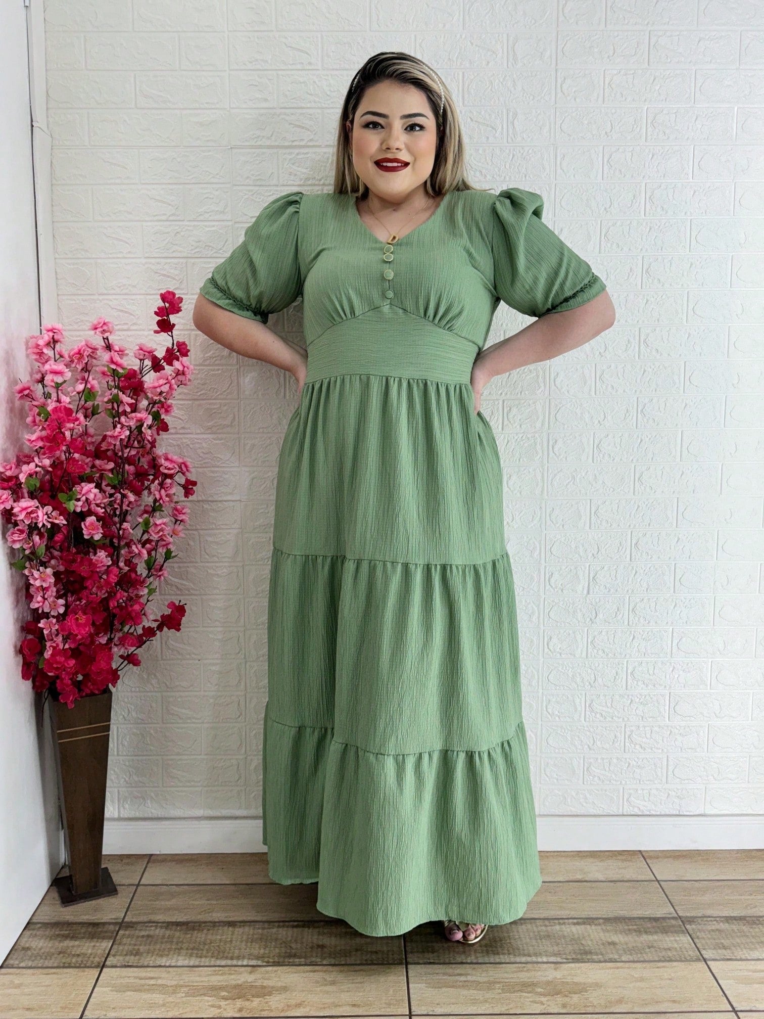 Vestido Plus Size Longo Liso - Entrega Rápida