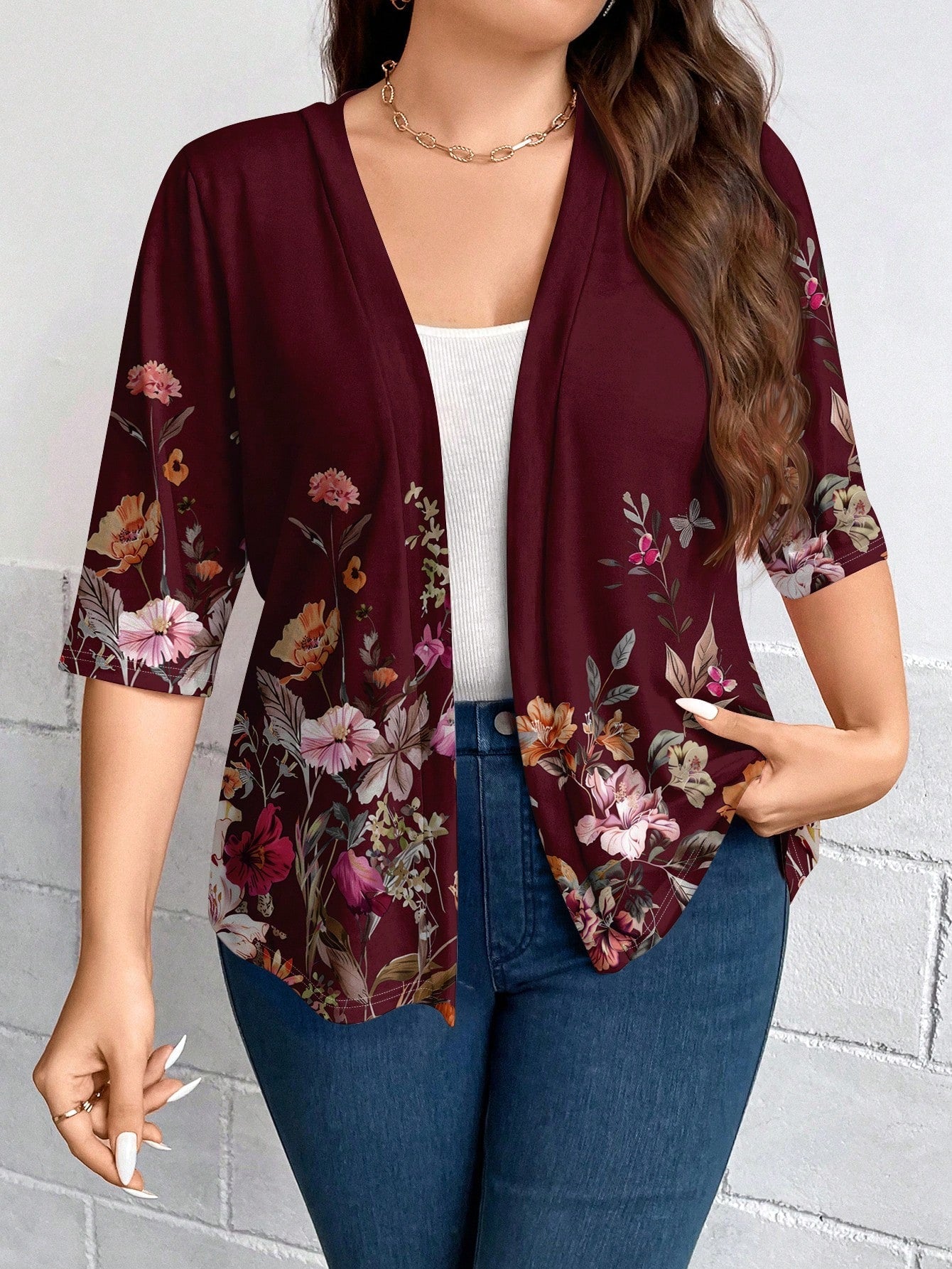 Casaco Leve de Malha Feminino Plus Size Meia Manga