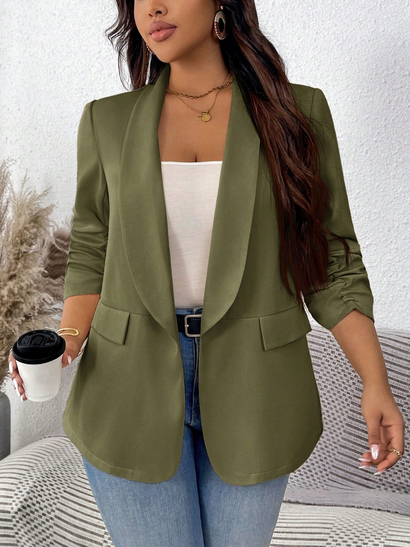 Blazer Feminino Plus Size Meia Manga