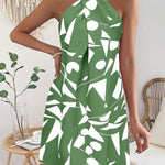 Vestido Feminino Elegante Gola Cruzada Geométrico