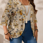 Casaco Feminino Plus Size Leve Meia Manga Retrô